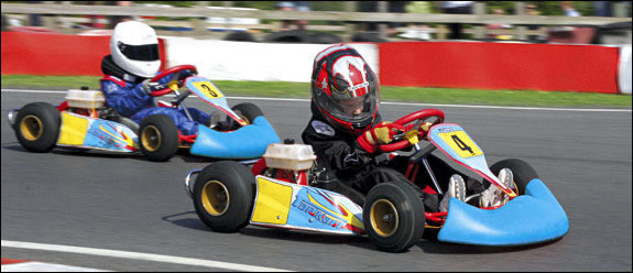 Kids in action, kart racing
