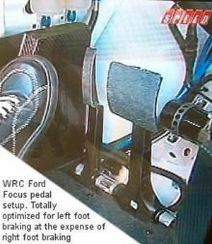 Ford Focus WRC pedals optimized for left foot braking