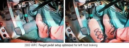 Peugeot WRC, left foot braking