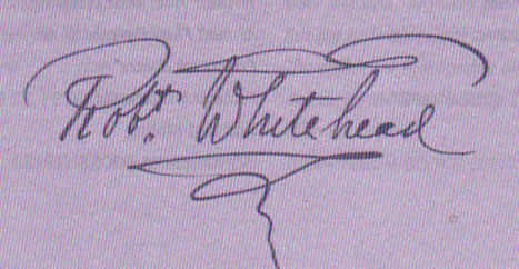 Robert Whitehead, potpis