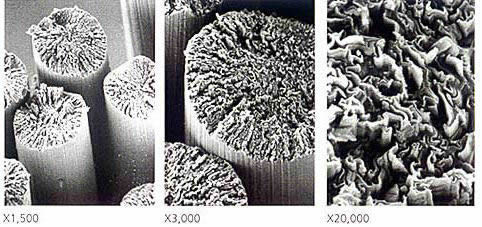 Carbon fiber under microscope
