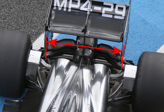 McLaren rear wing span