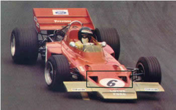NACA duct on Lotus 72 with Rindt behind the wheel, 1970