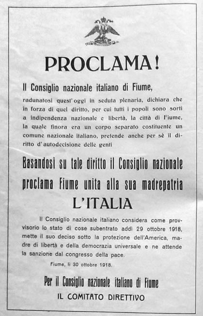 Proglas Salvatorea Bellasicha od 30. 10. 1918.