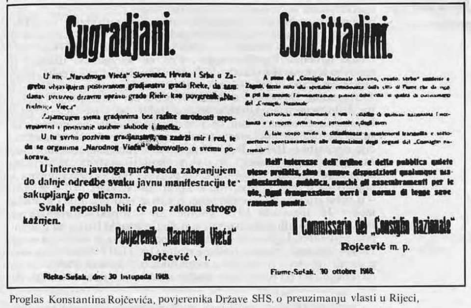 Proglas Konstantina Rončevića, 30. 10. 1918.
