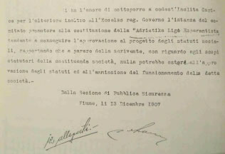 Dokument o odobravanju kluba esperantista