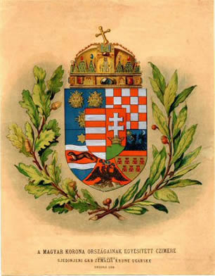 Sjedinjeni grb zemalja krune sv. Stjepana, U sredini dole je riječki dvoglavi orao